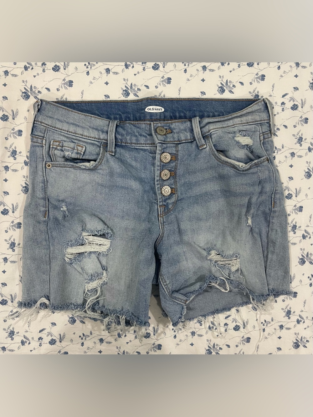 Old Navy Light Blue Distressed Denim Shorts